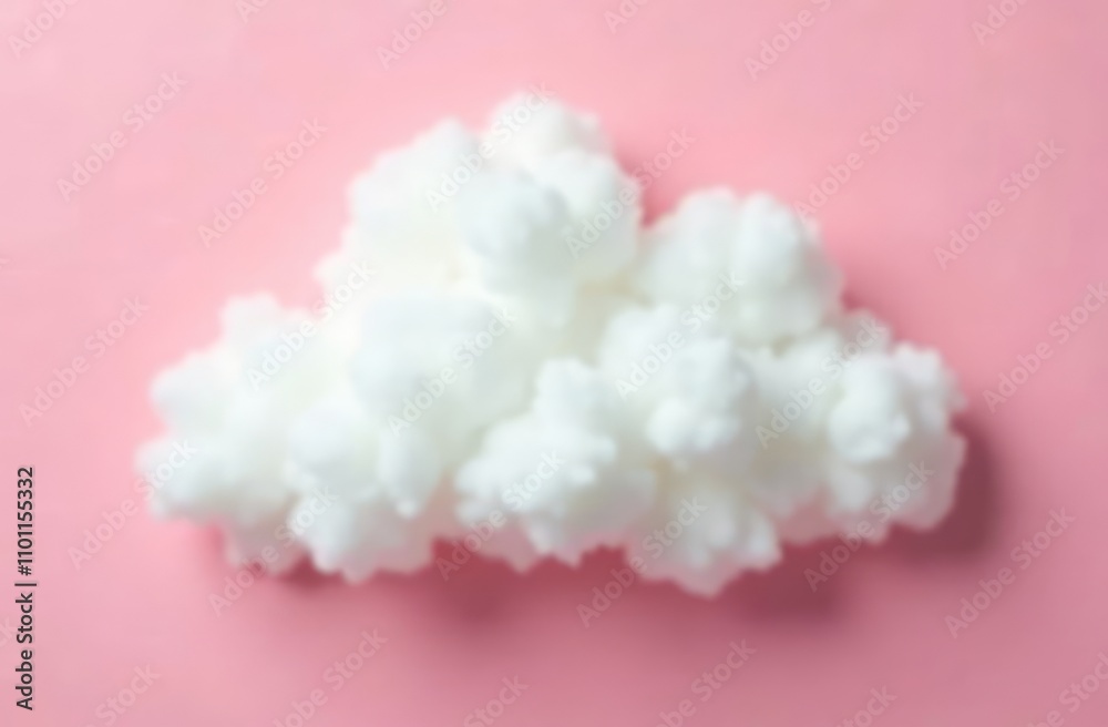 Fototapeta premium Cloud of cotton wool on a pink background. Concept of rain, rain. Flat lay, top view