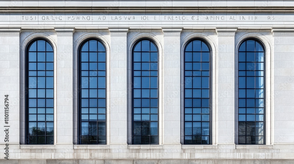 Obraz premium Majestic Arched Windows of a Stately Building Facade