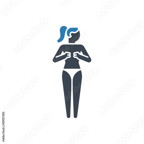 Female fixing bikini top icon