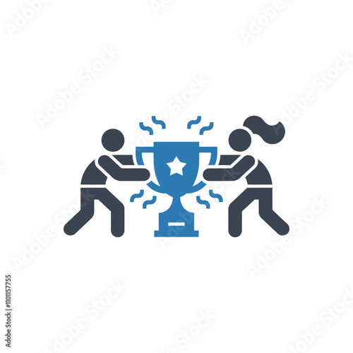 Trophy competition between two people icon