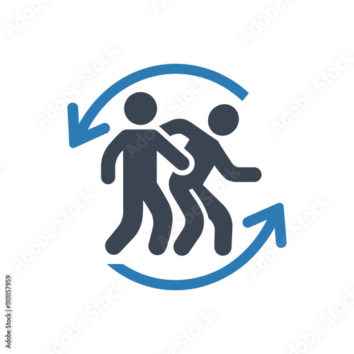 Running people in circle motion icon