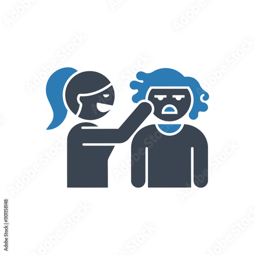 Woman teasing man aggressively icon