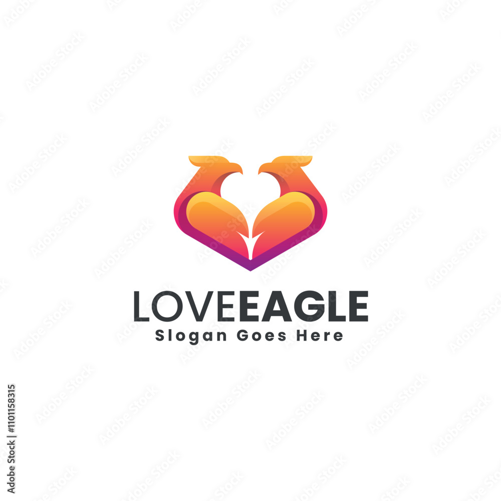 Obraz premium Love Eagle Gradient Colorful Logo