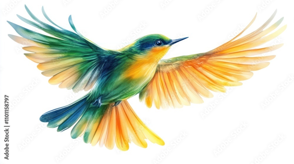 Fototapeta premium Vibrant bird in flight.