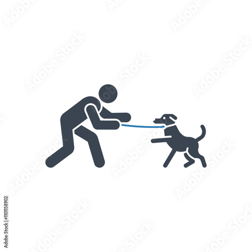 Man pulling dog leash icon
