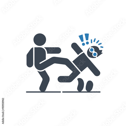 Man kicking another person icon