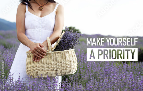 Obraz na płótnie Make yourself a priority motivational quote is shown using the text