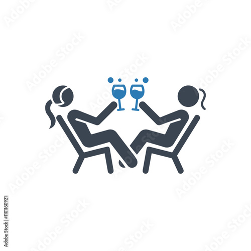Toasting friends gathering icon