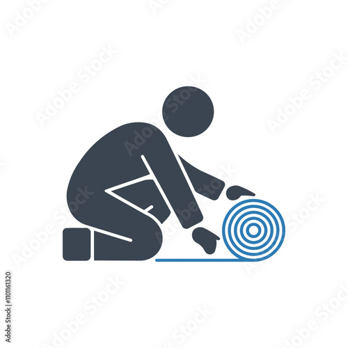 Laying carpet roll icon