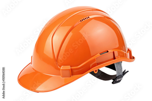Bright Orange Construction Safety Helmet Isolated on White Background