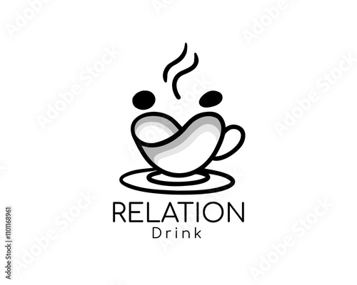 Couple relation business network drink cafe logo design template illustration inspiration