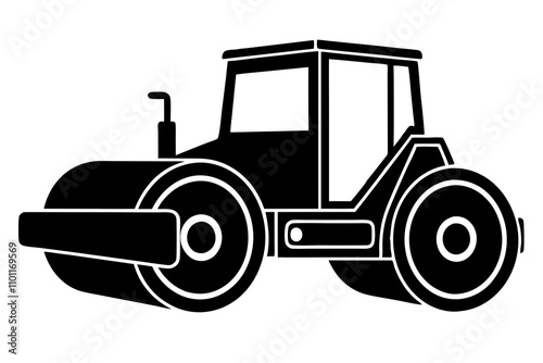 Road construction Road Roller silhouette vector illustration