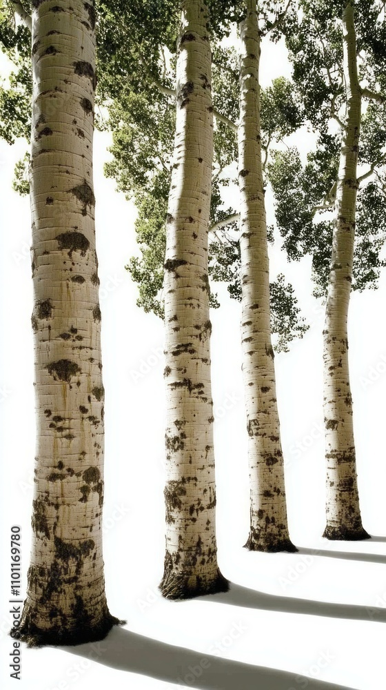 Fototapeta premium Birch trunks isolated on white