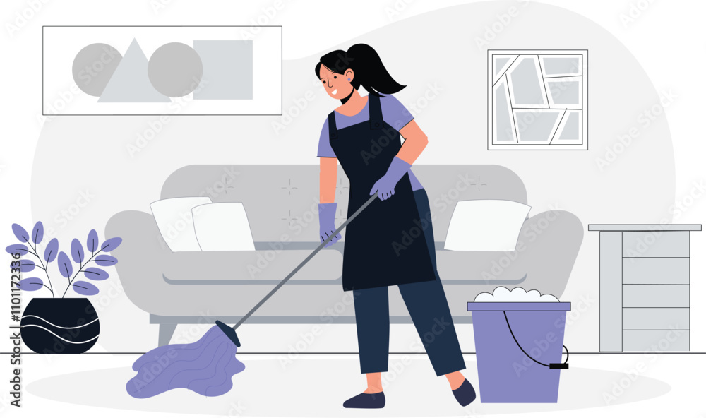 Fototapeta premium Cleaning Services Illustration