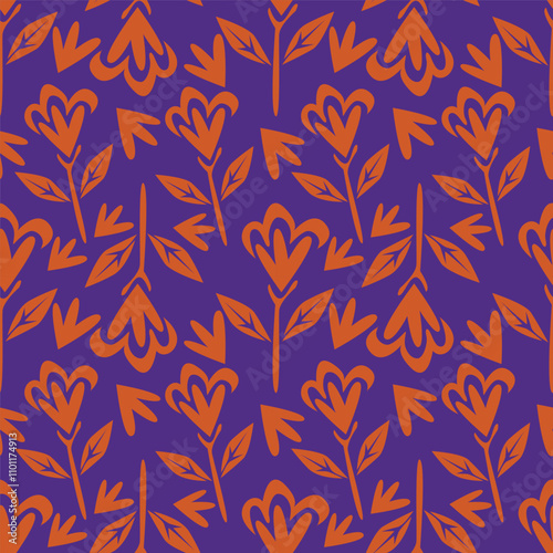 Trendy Floral pattern in the many kind of flowers. Tropical botanical Motifs scattered random. Seamless vector texture. Printing with in hand drawn style on dark background