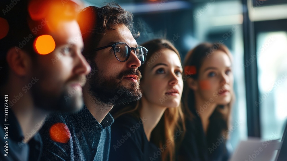 A group of businessman and woman having meeting in bright and calm office A group of businessman and woman having meeting in bright and calm office
