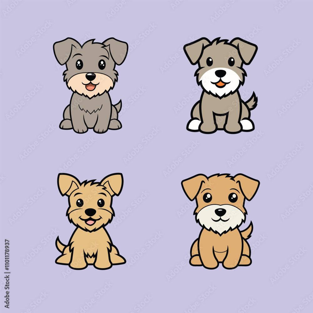 Fototapeta premium Collection of Cute Imaal Terrier Dog isolated Vector illustration