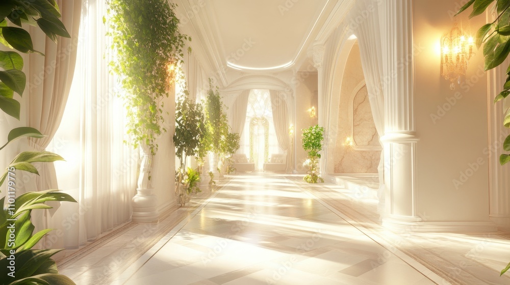 Naklejka premium Ethereal Elegance: A Serene Garden Oasis