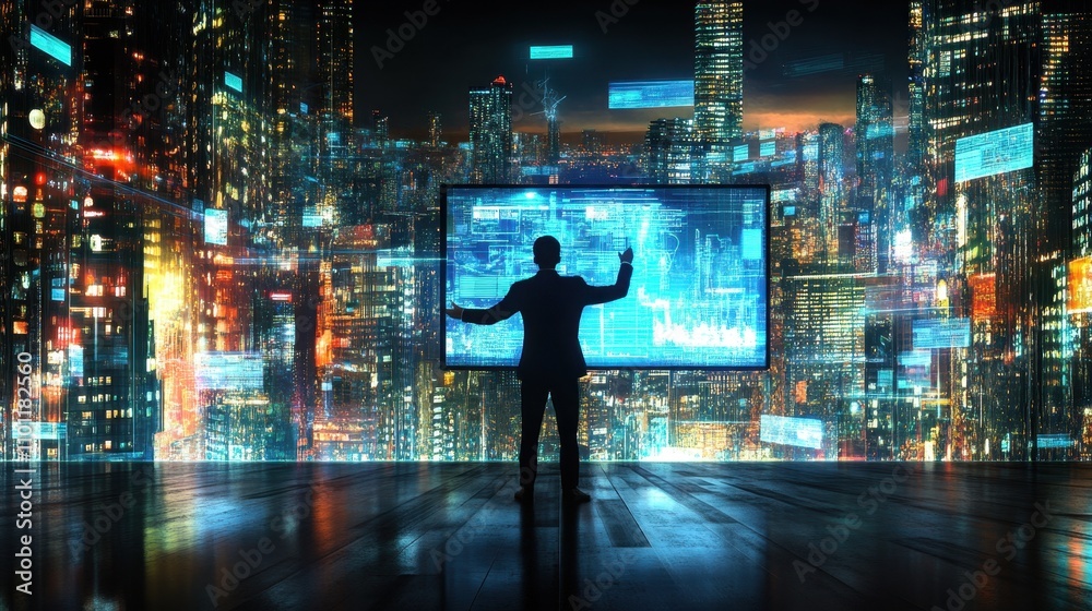 custom made wallpaper toronto digitalCaptivating Cityscape: Futuristic Urban Skyline at Night