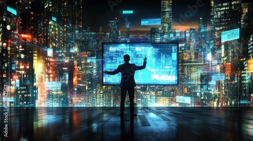 Wallpaper Mural Captivating Cityscape: Futuristic Urban Skyline at Night Torontodigital.ca