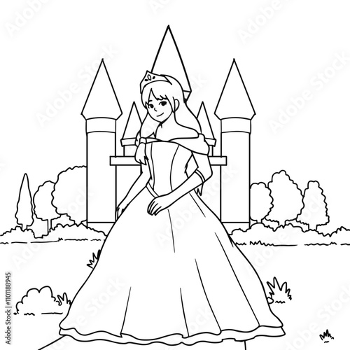 Princess With Castle Coloring Book