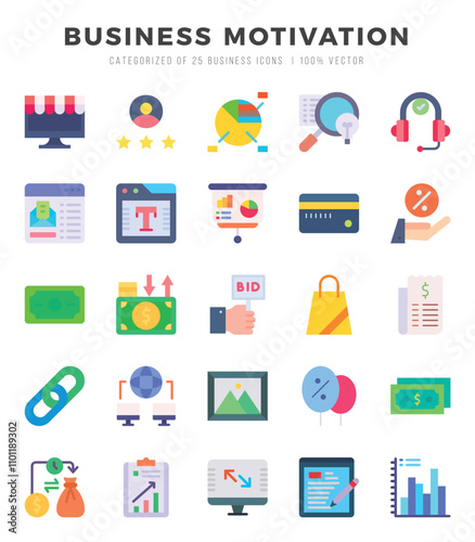 Wallpaper Mural BUSINESS MOTIVATION icons Pack. Flat icons set. BUSINESS MOTIVATION collection set. Simple vector icons. Torontodigital.ca