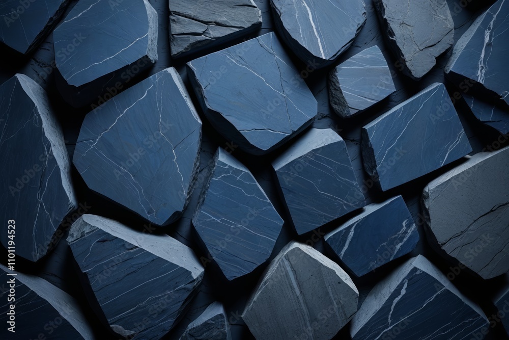 Fototapeta premium a close up of a pile of blue rocks with a black background