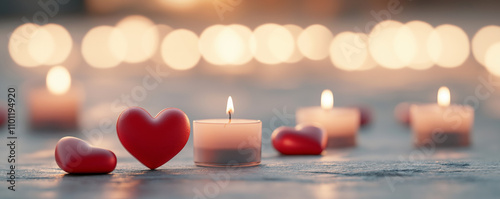 Romantic valentine's day scene cozy setting candlelit ambiance intimate atmosphere close-up view love and affection