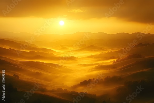 Sunrise over Misty Hills