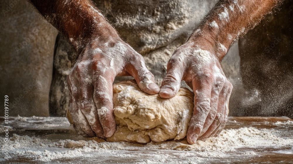 Fototapeta premium Hands kneading dough.