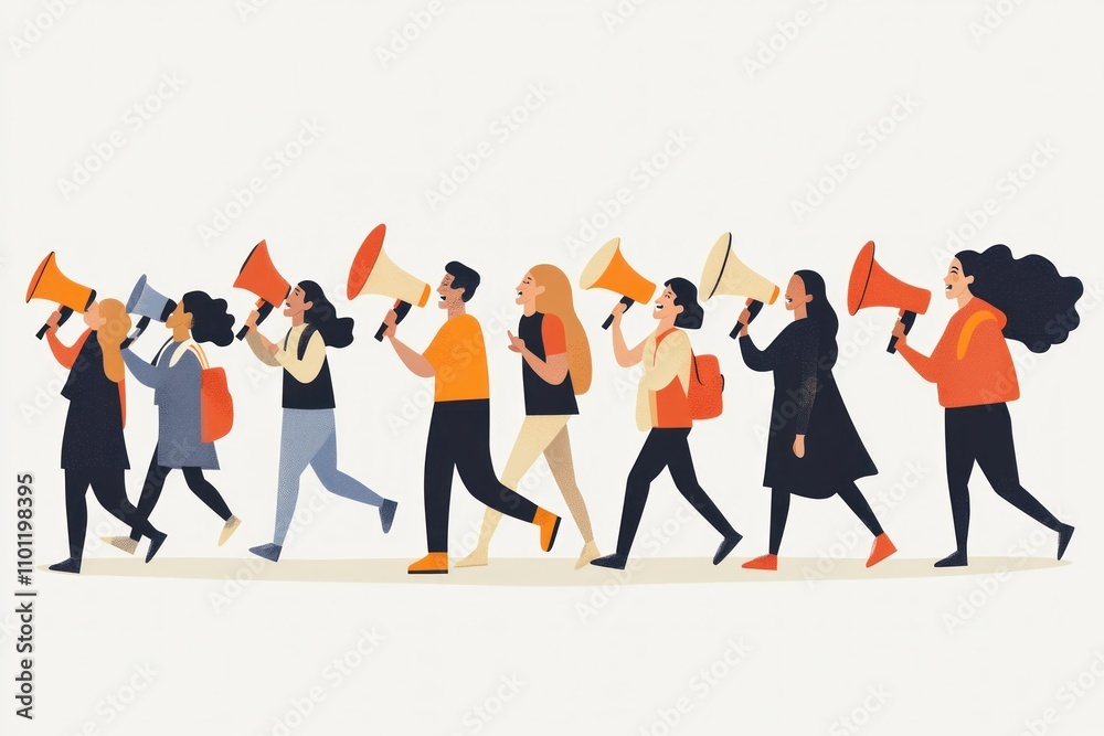 Obraz premium A group of diverse people walking together