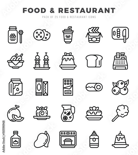 Food and Restaurant Lineal icons collection. Lineal icons pack. Vector illustration