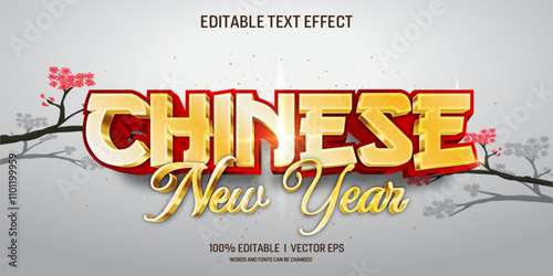 chinese new year vector 3d text effect with modern style design