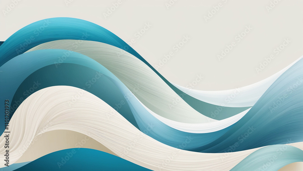 Obraz premium Abstract Wavy Background in Blue and Green Tones 
