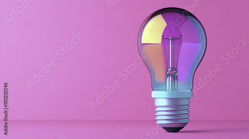 glowing light bulb symbolizes creativity and innovation against pink background