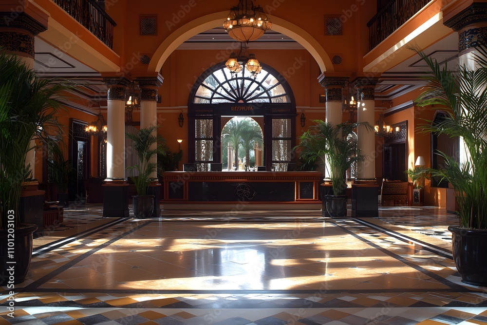Obraz premium Hotel Reception with Regional Architectural Influence