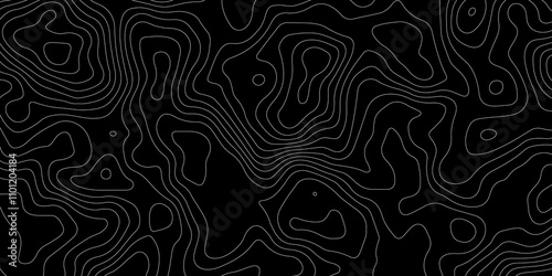 Abstract topography map with black background. Abstract Grey and white line geography map pattern line vector design.