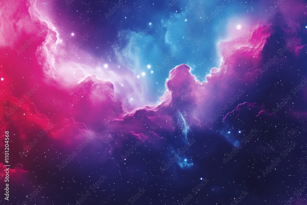 Fototapeta premium A vibrant cosmic scene with colorful nebulae and stars, evoking a sense of wonder.