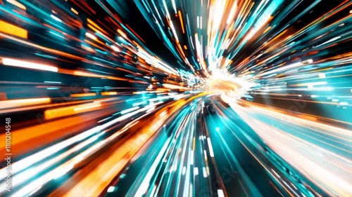 Wallpaper Mural Dynamic light trails evoke vibrant energy and excitement, showcasing colorful patterns in abstract design that captures essence of speed and motion. Torontodigital.ca