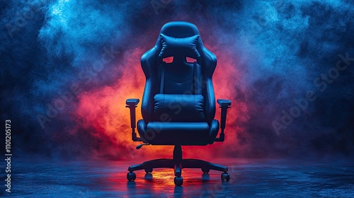 computer gaming chair armchair for gaming entertainment e sport esports chair background in blue tone photo