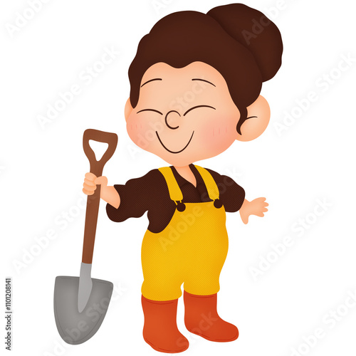 Woman holding a shovel 