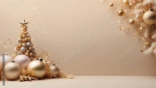 New Year's Eve Celebration banner with empty space Without Text, Beige background, holiday poster promo sale banner background for advertisement ad