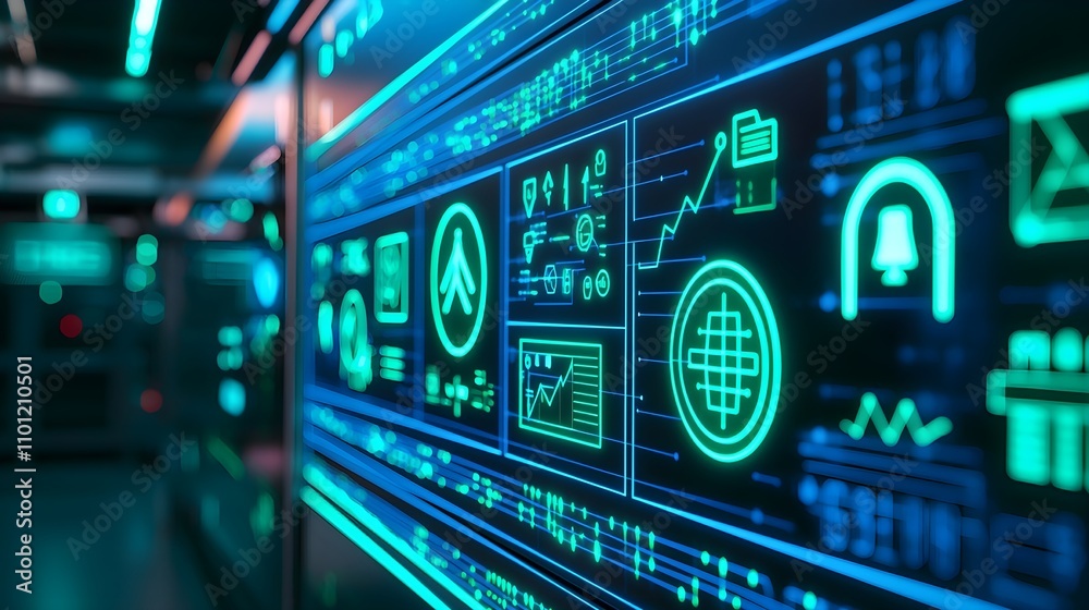 Naklejka premium Futuristic Digital Interface Dashboard