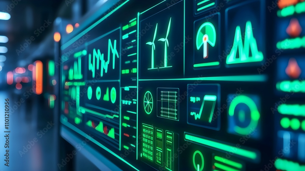 Obraz premium Futuristic Green Energy Control Panel Interface