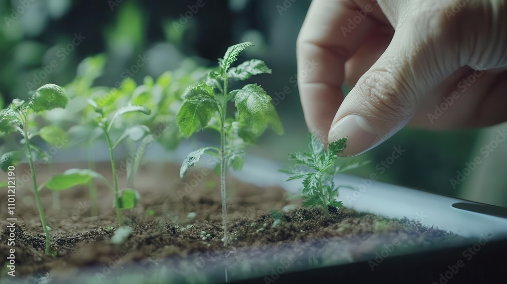 Fototapeta premium Augmented reality apps for gardening promoting interactive planting and smart horticulture technology