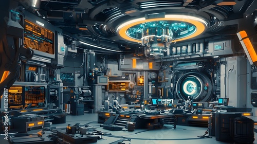 Futuristic Control Room Technocratic Space Station Design photo