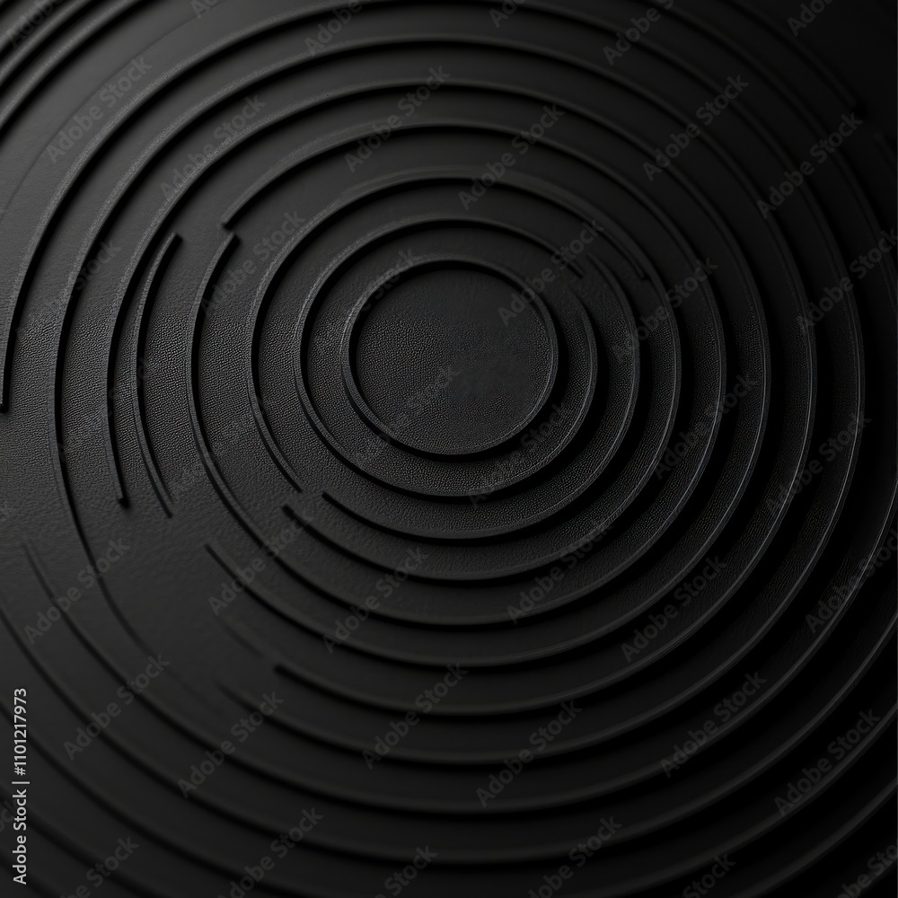 Fototapeta premium Circular black design with concentric lines creating a modern and elegant pattern.