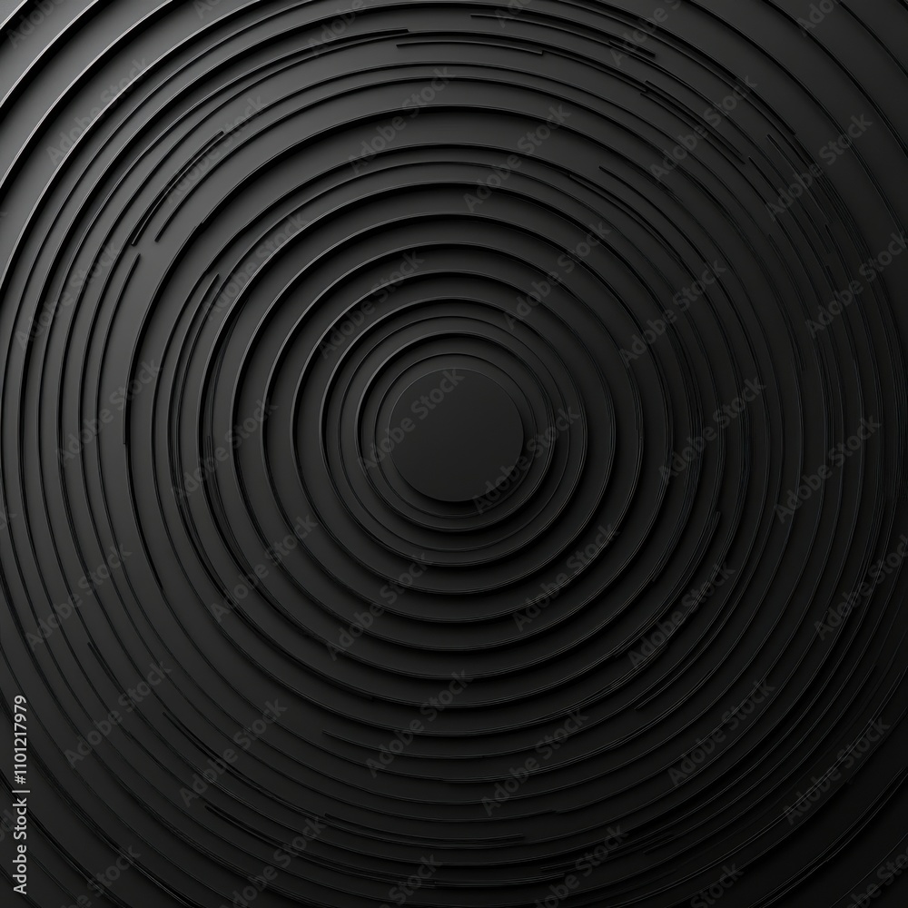Obraz premium Abstract black concentric circles creating a mesmerizing pattern, evoking depth and fluid motion.