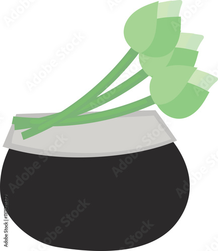 Monk's alms bowl on white background. Vector illustration.