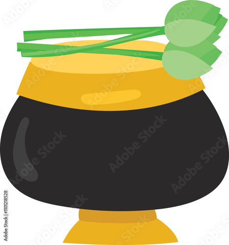 Monk's alms bowl on white background. Vector illustration.